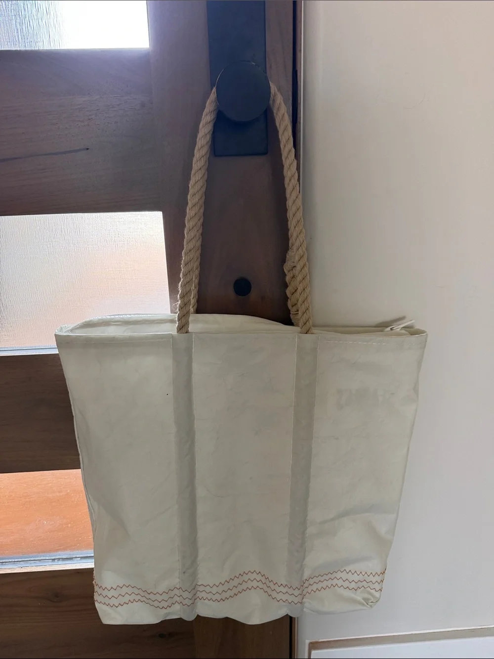 Sea Bags Maine Tote Bag with Black Number 3 Print - Rope Handles. Recycled Sails - Picture 4 of 16